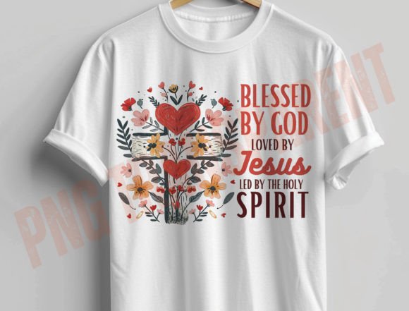 Blessed by God Loved by Jesus Png T-Shirt Designs