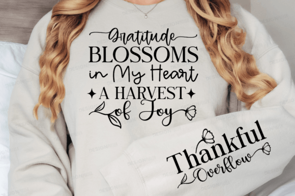 Gratitude Blossoms SVG, Christian Sleeve T-Shirt Designs