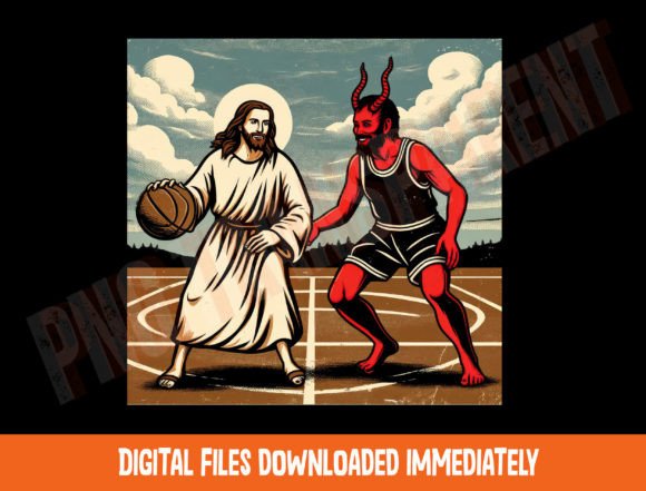 Jesus Crossing Up Satan Basketball Png T-Shirt Designs