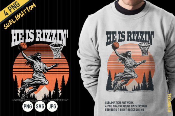 Jesus Playing Basketball He is Rizzin T-Shirt Designs