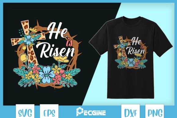 Leopard He is Risen Jesus Easter SVG T-Shirt Designs